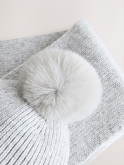 Grey Cable Beanie Scarf and Gloves Set (3-16yrs) - Image 2 of 3