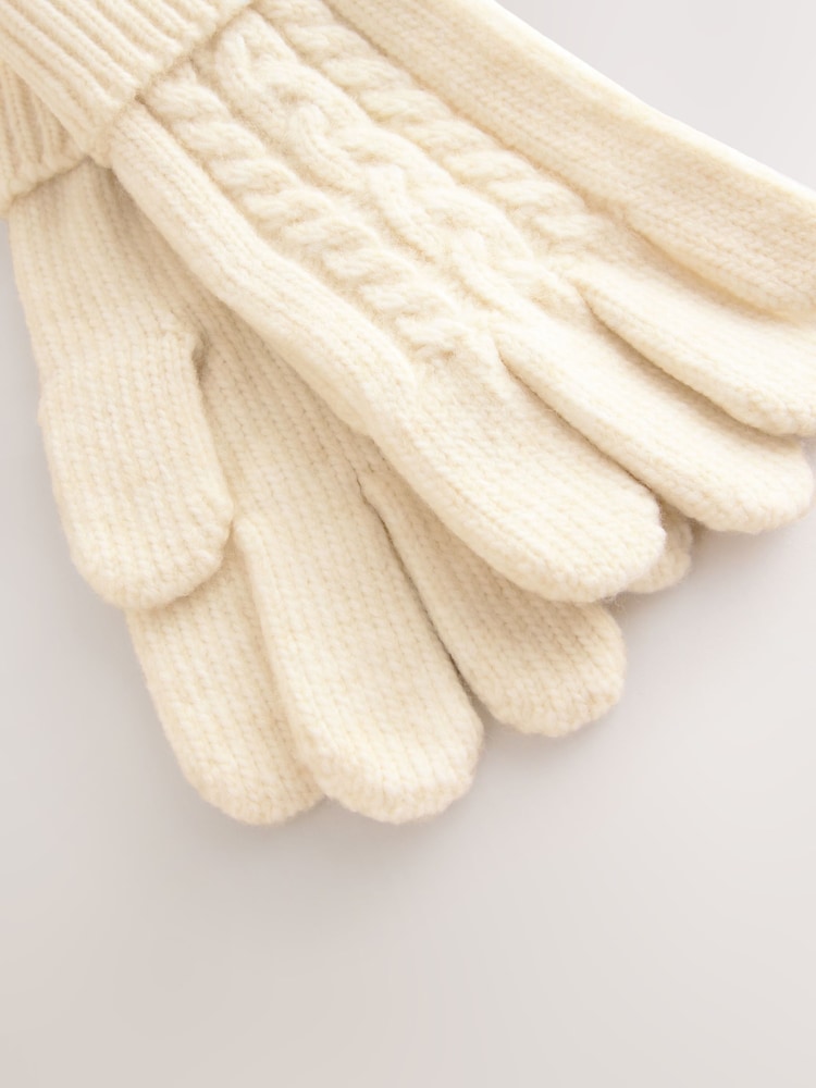 Ecru Cable Beanie Scarf and Gloves Set (3-16yrs) - Image 4 of 4 Ecru Cable Beanie Scarf and Gloves Set (3-16yrs) - Image 4 of 4