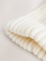 White Rib Pom Beanie (3mths-16yrs) - Image 2 of 3