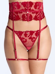Boux Avenue Dark Red Velvet Rosetta Waspie Suspenders - Bild 4 von 5