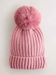 Pink Rib Pom Beanie (3mths-16yrs) - Image 1 of 3