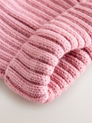 Pink Rib Pom Beanie (3mths-16yrs) - Image 2 of 3
