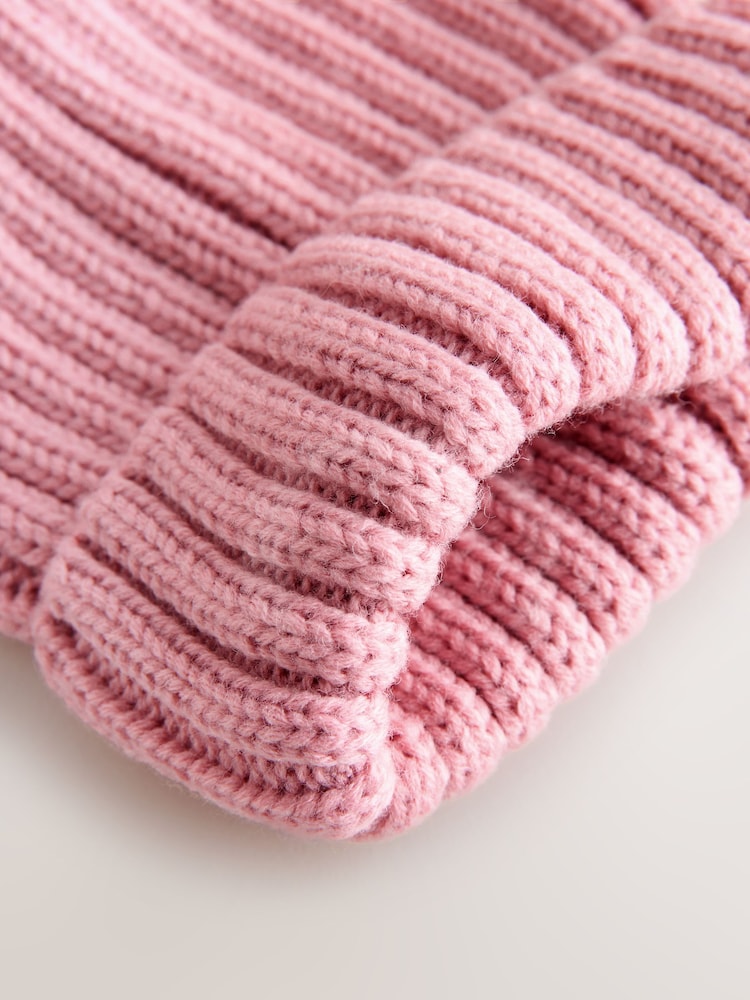 Pink Rib Pom Beanie (3mths-16yrs) - Image 2 of 3