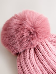 Pink Rib Pom Beanie (3mths-16yrs) - Image 3 of 3