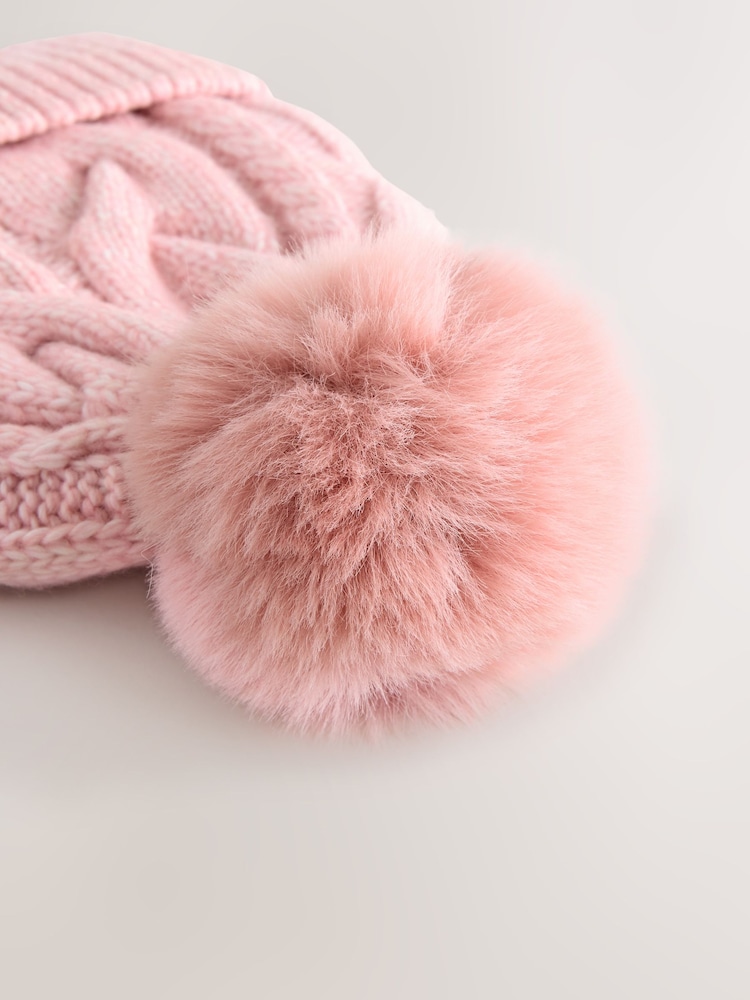 Pink Cable Beanie Scarf and Gloves Set (3-16yrs) - Image 6 of 6 Pink Cable Beanie Scarf and Gloves Set (3-16yrs) - Image 6 of 6
