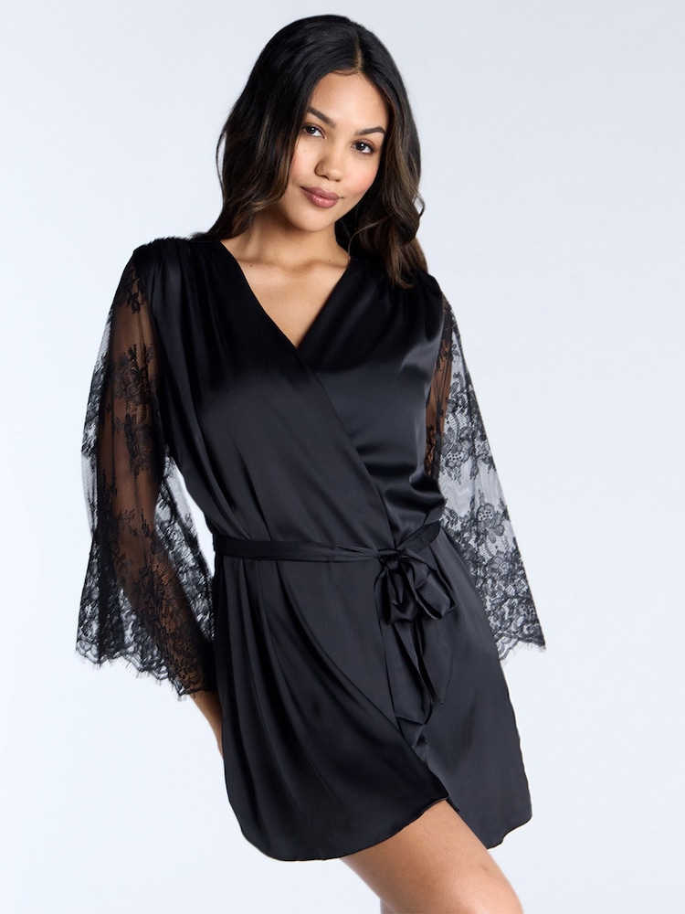 Boux Avenue Mariella Black Lace Robe - Image 1 of 6