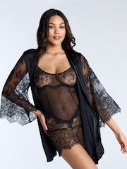 Boux Avenue Mariella Black Lace Robe - Image 3 of 6