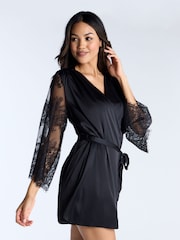 Boux Avenue Mariella Black Lace Robe - Image 4 of 6