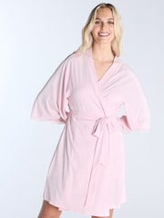 Boux Avenue Pink Modal & Lace Robe - Image 1 of 6