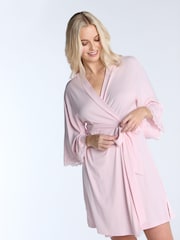 Boux Avenue Pink Modal & Lace Robe - Image 5 of 6