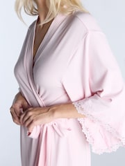 Boux Avenue Pink Modal & Lace Robe - Image 6 of 6