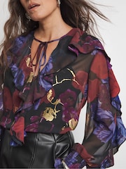 Joanna Hope Ruffle Black Blouse - Image 4 of 5