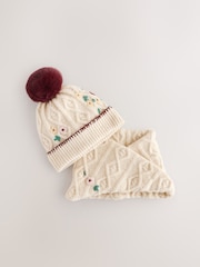 Burgundy Red Beanie And Snoods Set (1-16yrs) - Image 6 of 9