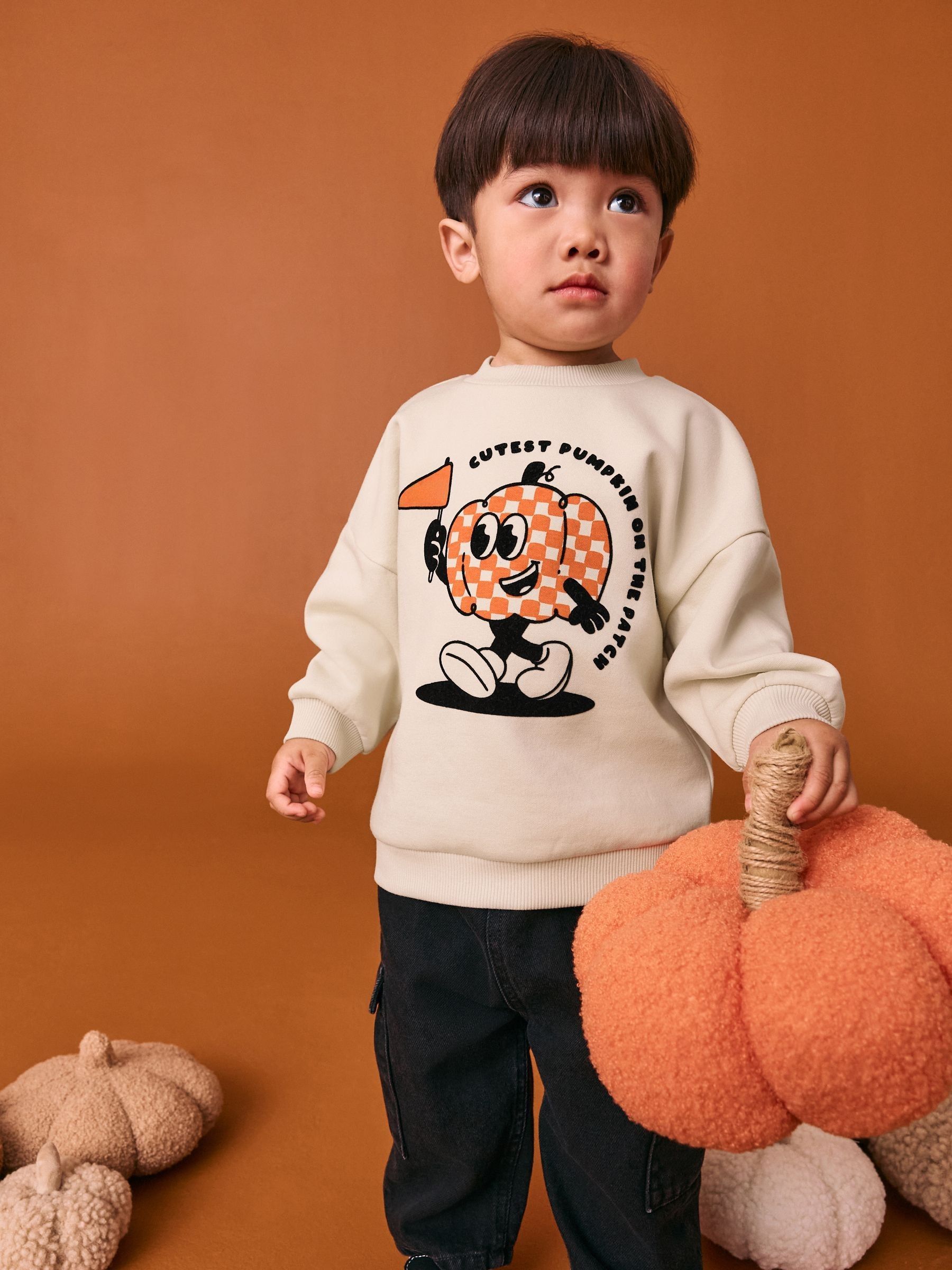 Ecru Pumpkin Halloween Sweatshirt (3mths-7yrs)
