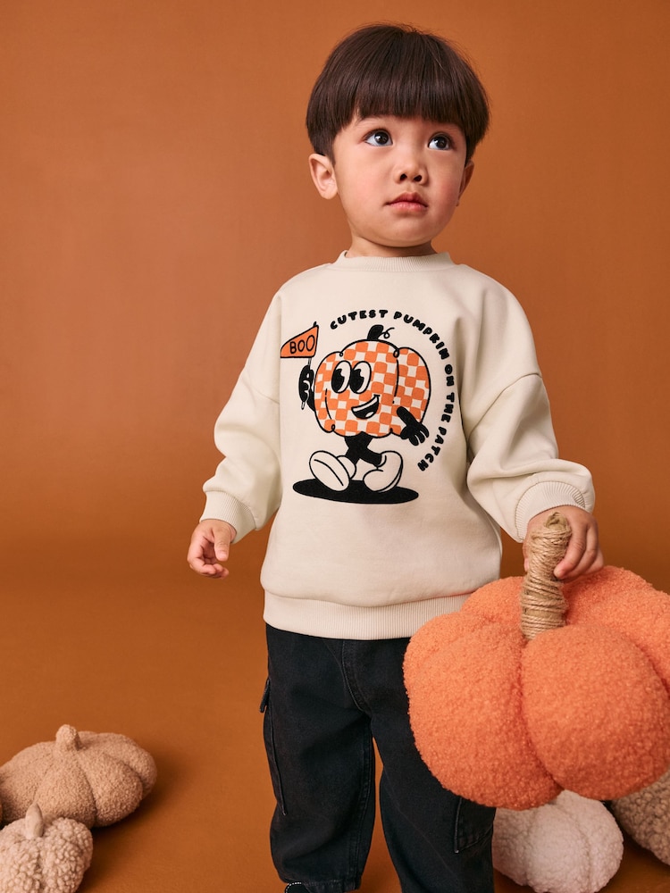 Ecru Pumpkin - Halloween Sweatshirt (3mths-7yrs) - Imagen 1 de 10