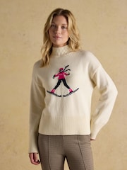 Joules Abigail Cream Intarsia High Neck Jumper - Image 1 of 8