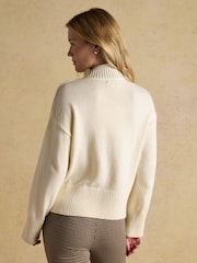 Joules Abigail Cream Intarsia High Neck Jumper - Image 2 of 8