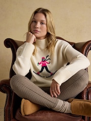 Joules Abigail Cream Intarsia High Neck Jumper - Image 7 of 8