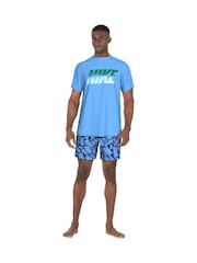 Nike Blue DriFIT Graphic Print Logo UPF 40 Short Sleeve Rash Vest - Image 3 of 4