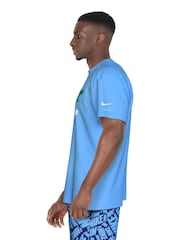 Nike Blue DriFIT Graphic Print Logo UPF 40 Short Sleeve Rash Vest - Image 4 of 4
