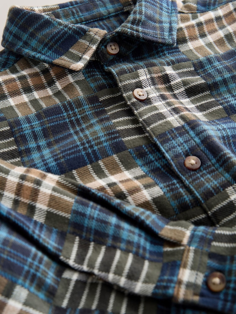 Green/Blue Check Long Sleeve Patchwork Shirt (3mths-7yrs) - Image 3 of 3