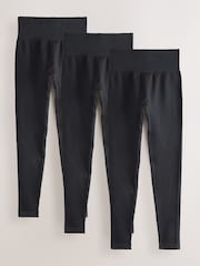 Black Ribbed Seamless High Waist Leggings 3 Pack - Image 1 of 6