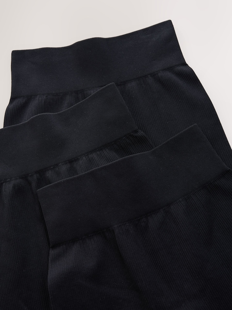 Noir - Lot de 3 leggings taille haute côtelés sans coutures - Image 5 of 6