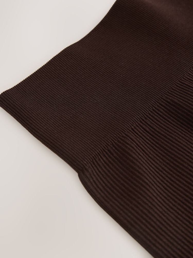 Chocolate Brown Ribbed Kickflare Leggings - Image 1 of 3