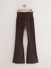 Chocolate Brown Ribbed Kickflare Leggings - Image 3 of 3