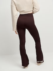 Chocolate Brown Ribbed Kickflare Leggings - Image 4 of 8