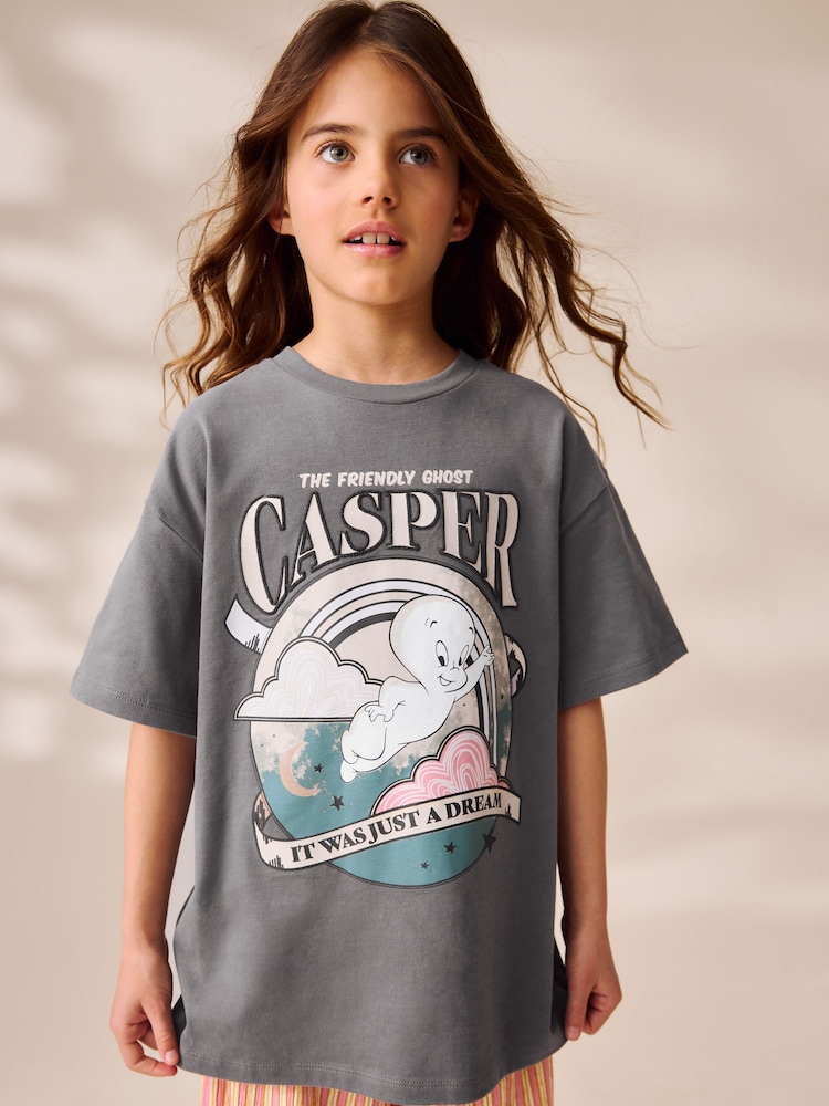 Grey Casper the Ghost Oversized License Graphic Print 100% Cotton T-Shirt (3-16yrs) - Image 1 of 4