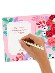Hallmark Pink 3D Floral Musical and Light Up Valentines Card - Image 6 of 6