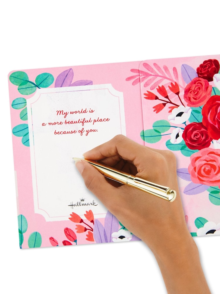Hallmark Pink 3D Floral Musical and Light Up Valentines Card - Image 6 of 6