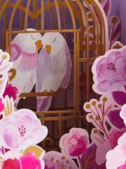 Hallmark Pink 3D and Pop Up Love Birds Valentines Card - Image 3 of 5