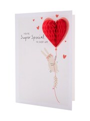Hallmark Red Cute Rabbit Heart Balloon Valentines Card - Image 3 of 6