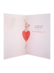 Hallmark Red Cute Rabbit Heart Balloon Valentines Card - Image 4 of 6