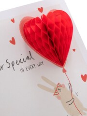 Hallmark Red Cute Rabbit Heart Balloon Valentines Card - Image 5 of 6