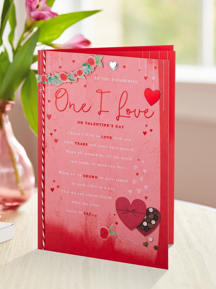 Hallmark Red One I Love Hearts and Flowers Valentines Card - Image 1 of 4