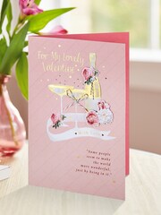 Hallmark Pink Fizz Glasses and Verse Valentines Card - Image 1 of 4