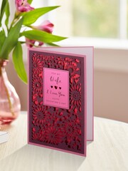 Hallmark Pink Wife Flowers & Hearts Laser-cut Valentine's Card - Image 1 of 4