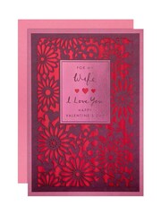 Hallmark Pink Wife Flowers & Hearts Laser-cut Valentine's Card - Image 2 of 4