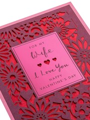 Hallmark Pink Wife Flowers & Hearts Laser-cut Valentine's Card - Image 3 of 4