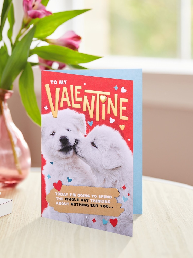 Hallmark Red Cute Photographic Puppies Valentines Card - Image 1 of 4
