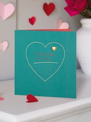 Hallmark Green Embossed Heart Valentines Card - Image 1 of 4
