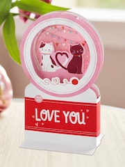 Hallmark Red 3D Pop-Up Musical Snow Globe Valentines Card - Image 1 of 6