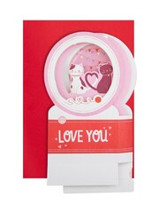 Hallmark Red 3D Pop-Up Musical Snow Globe Valentines Card - Image 2 of 6