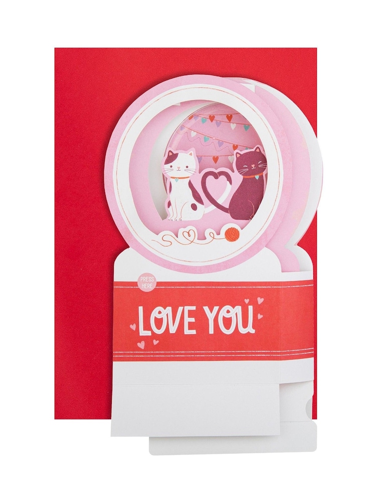 Hallmark Red 3D Pop-Up Musical Snow Globe Valentines Card - Image 2 of 6