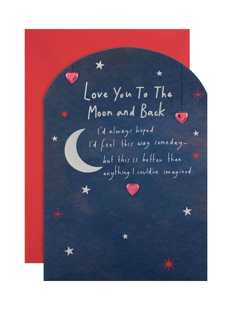 Hallmark Blue One I Love Moon and Back Valentines Card - Image 2 of 5