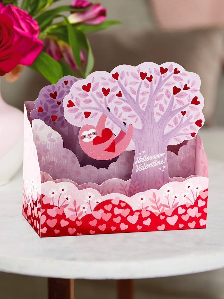 Hallmark Pink 3D & Pop-Up Cute Sloth Valentine's Card - Image 1 of 6