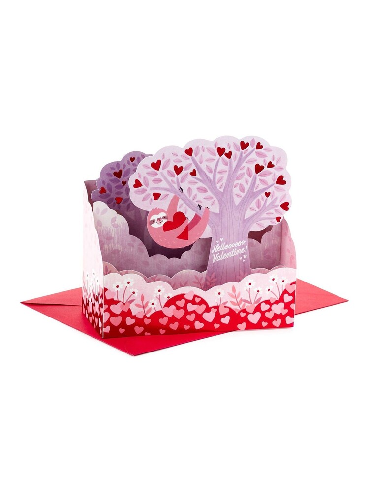 Hallmark Pink 3D & Pop-Up Cute Sloth Valentine's Card - Image 2 of 6